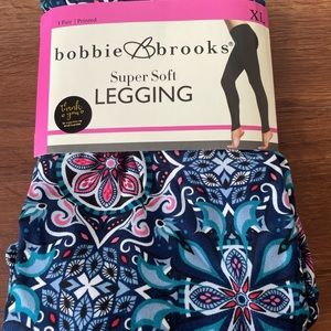 NWT Bobbie Brooks Super Soft Yoga Pants Leggings Blue Paisley Size XL